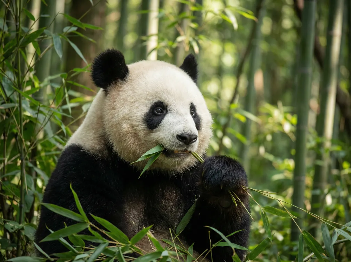大熊猫竹林进食 - 动物频道 珍稀物种